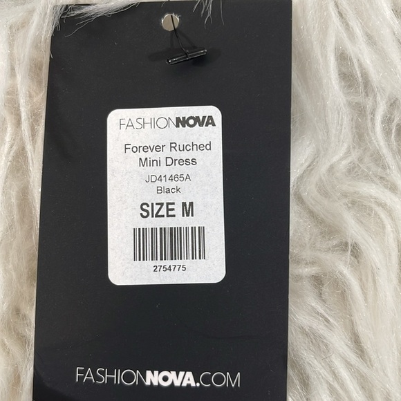 FASHION NOVA Forever Ruched Mini Dress Sexy Black Size Medium NEW - Picture 9 of 13